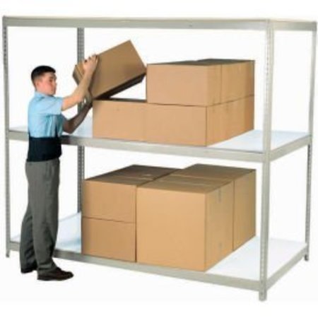 GLOBAL EQUIPMENT Wide Span Rack 96Wx24Dx60H, 3 Shelves Laminated Deck 1100 Lb Per Level, Gray 504209GY